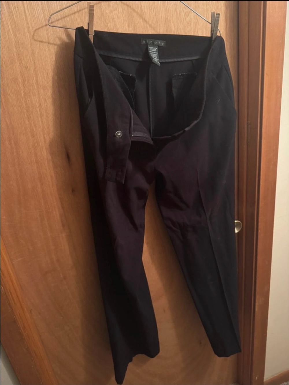 Ninety Black Straight-Leg Dress Pants